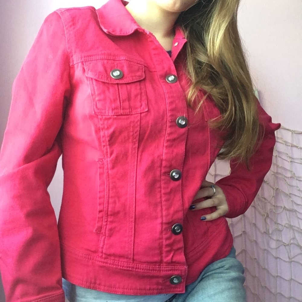 Pink Denim Jacket Roz & Ali Dressbarn Medium